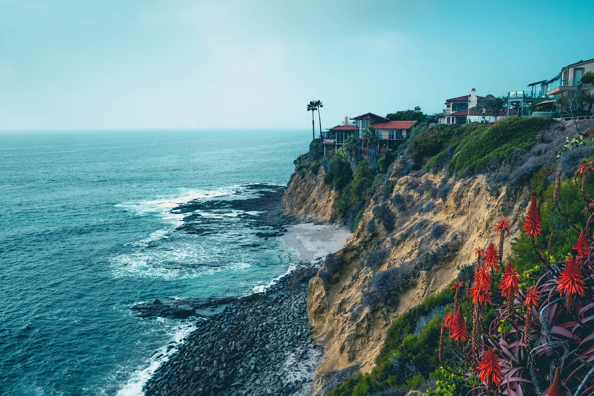 Laguna Beach coastline — turquoise water and white sand