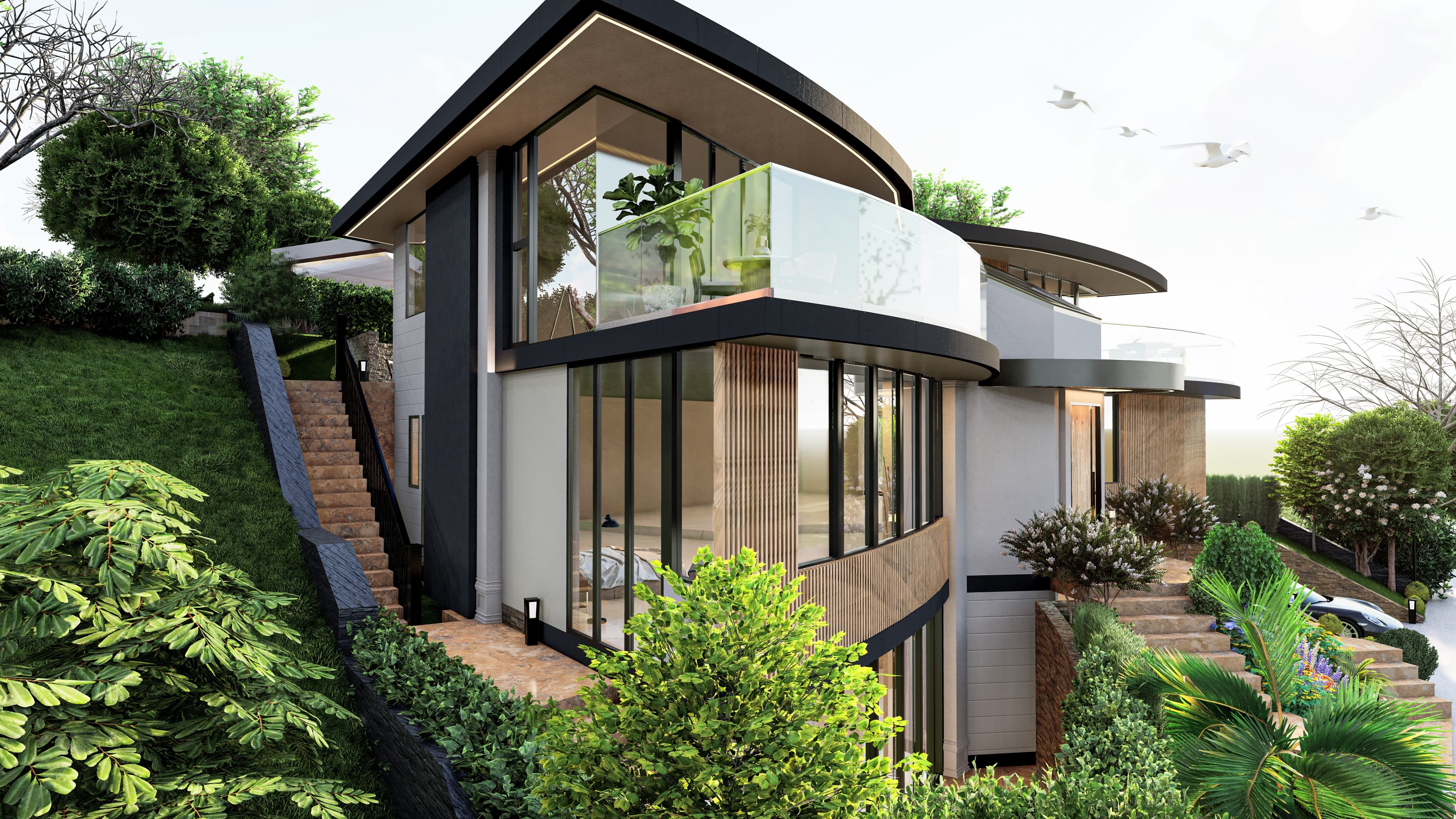 Architectural rendering of the planned home at 2840 Zell Drive, Laguna Beach